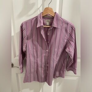 L.L.Bean purple with striped button down blouse.